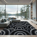 Monochromatic Arch Waves Overlay Rug