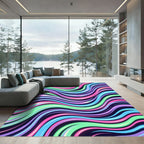 Vibrant Neon Abstract Iridescent Wave Rug