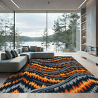Abstract Burnt Orange Tribal Wave Rug