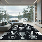 Monochrome Silver Trophy and Medal Grid Rug