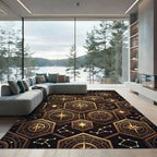 Golden Constellation Compass Hexagons Rug