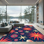 Crimson Starfish Shell Coral Background Rug