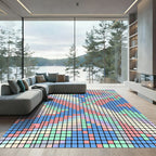 Pastel Pixel Mosaic Grid Block Rug