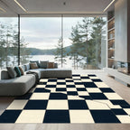 Modern Minimalist Black and White Checkered Abstract Rug