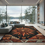 Orange Sun Tribal Folk Art Rug