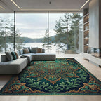 Emerald Ornate Filigree Floral Medallion Rug