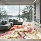 Crimson Caramel Swirl Marble Flow Rug