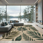 Earthy Leafy Branches Tan Background Rug