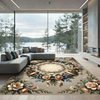 Floral Wreath with Ribbon And Lilies Rug