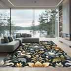 Vintage Floral Gold and Silver Rug