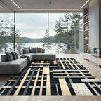 Modern Architectural Neutral Grid Abstract Rug