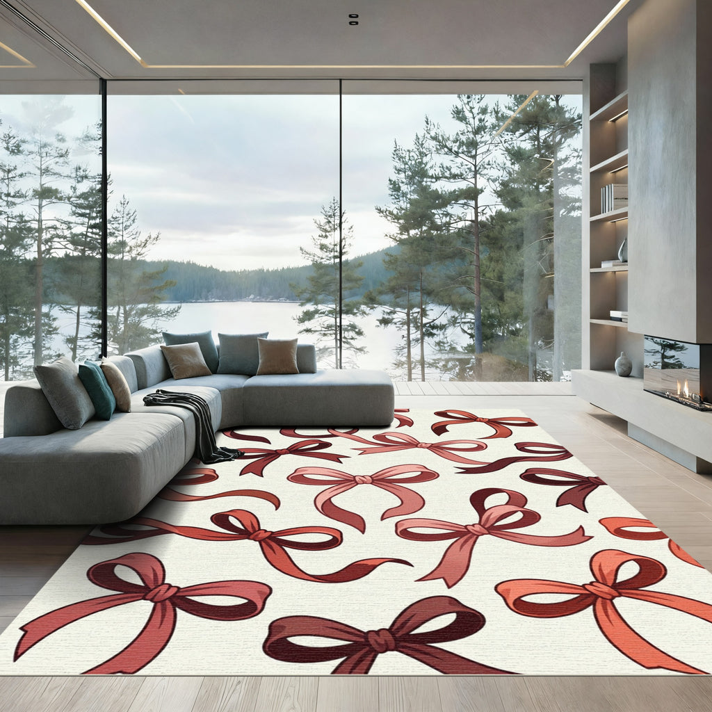 Elegant Dusty Rose Ribbon Bouquet Rug