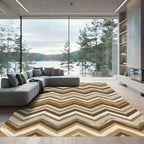 Earthy Chevron Zigzag Brown Beige Rug