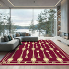 Crimson Gold Ornate Cutlery Repeat Rug