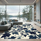 Midnight Ivy Vine Botanical Illustration Rug