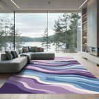 Purple Ocean Waves Abstract Rug