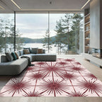 Burgundy Starburst Geometric Mid Century Rug