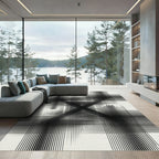 Monochromatic Abstract Intersecting Line Art Rug