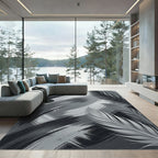 Drawn Feather Abstract Gray Rug