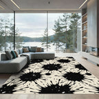 Monochromatic Black Ink Splatter Abstract Rug