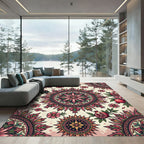 Pink Floral Pomegranate Medallion Rug