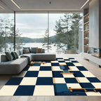 Geometric Navy and Cream Dockscape Rug
