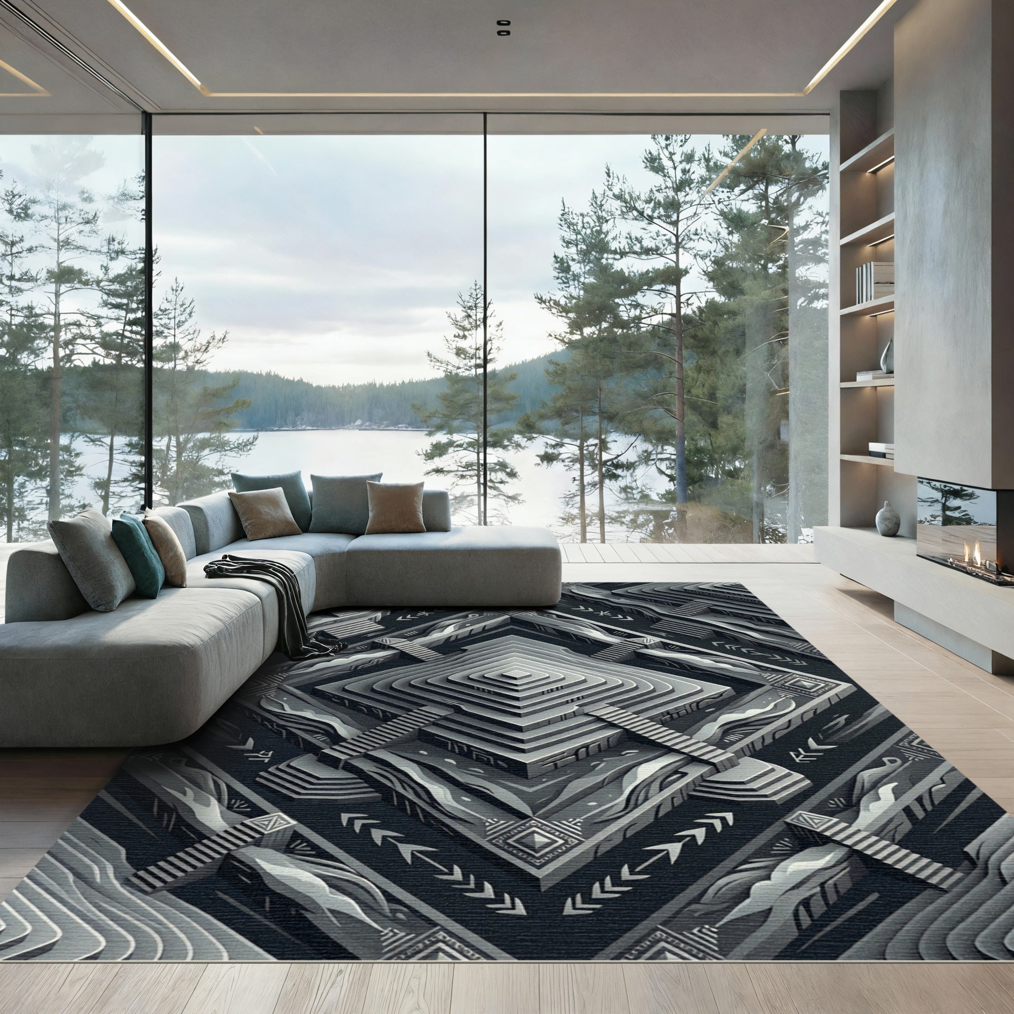 Monochromatic Geometric Layered Abstract Rug