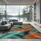 Vibrant Tropical Palm Leaf Foliage Rug