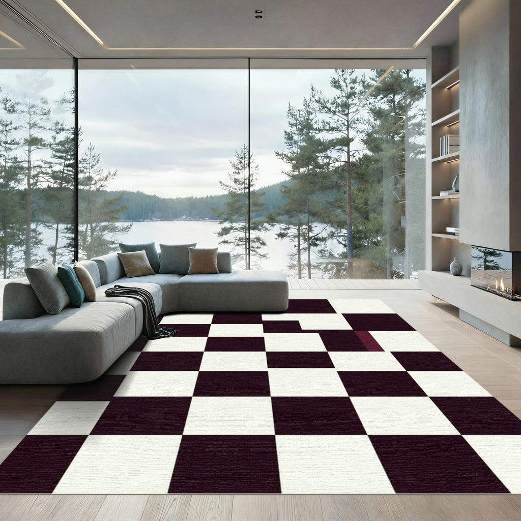 Monochromatic Checkerboard Blocks Rug
