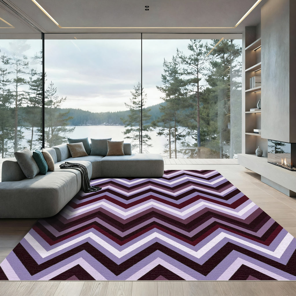 Crimson Purple Gradient Chevron Rug