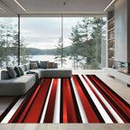 Crimson White Vertical Stripe Composition Rug