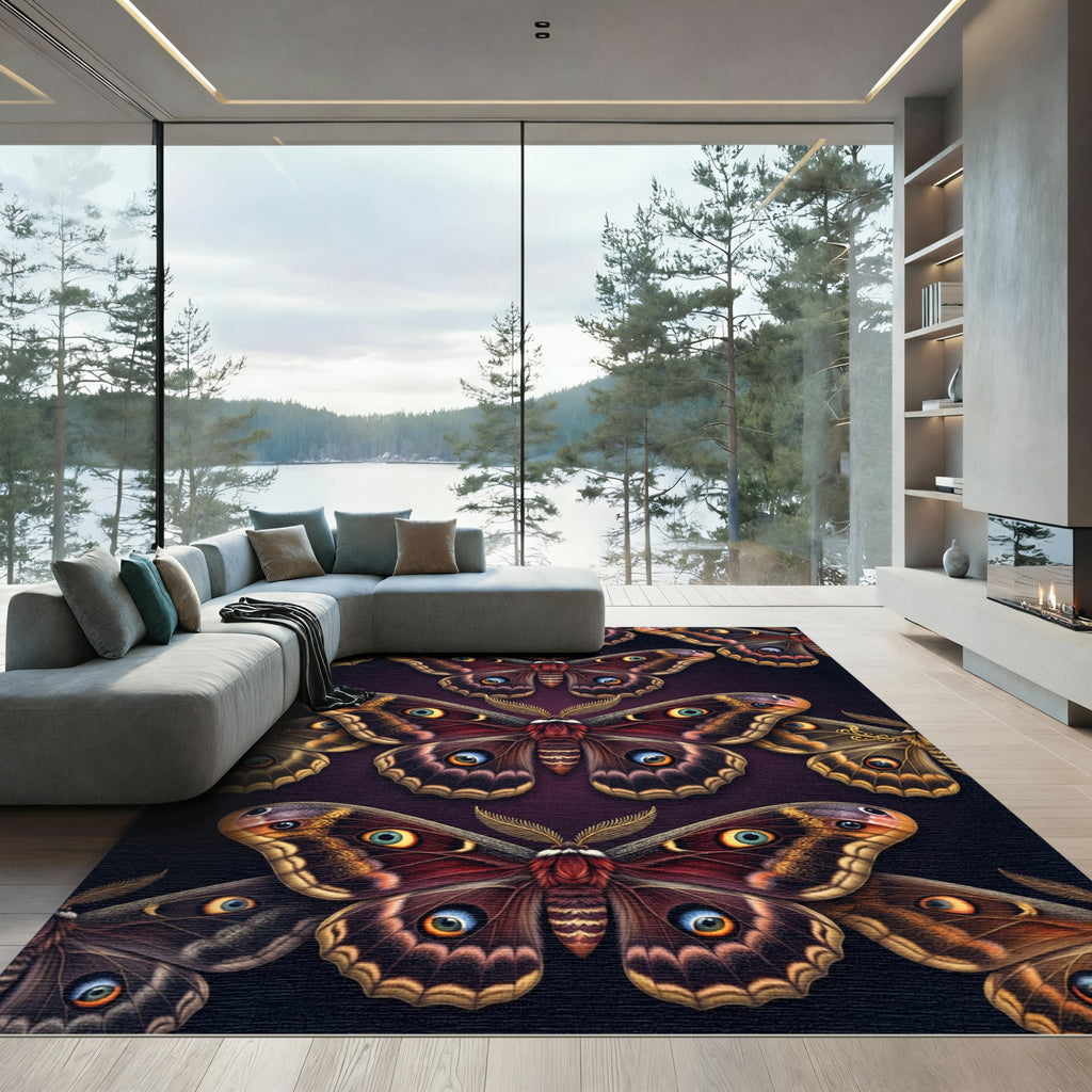 Ethereal Dark Moth Wing Symphony Rug
