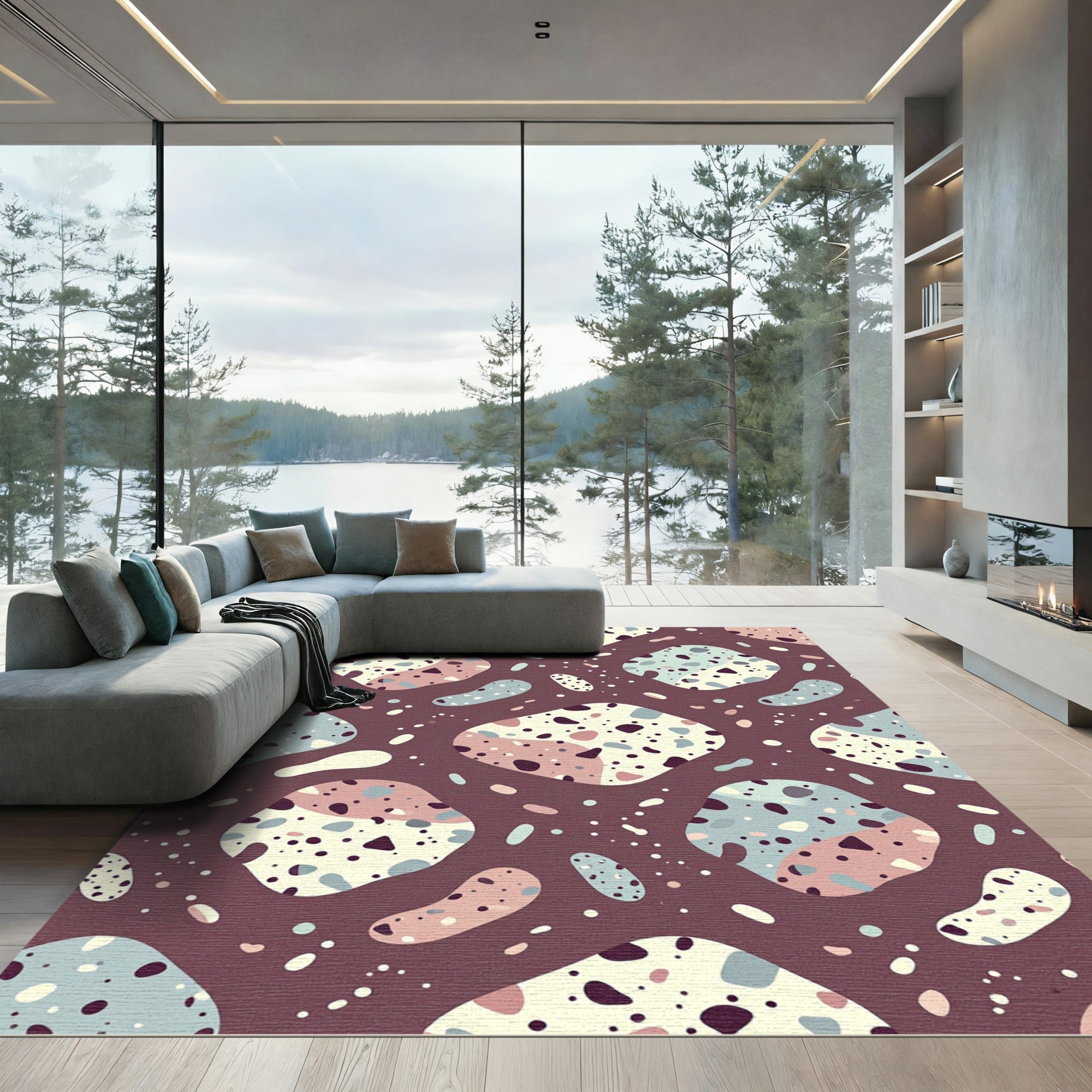 Terrazzo Speckled Earthy Tones Abstract Rug