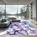 Ethereal Violet Blue Abstract Watercolor Ink Rug