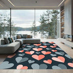 Minimalist Dusty Pink and Slate Heart Rug