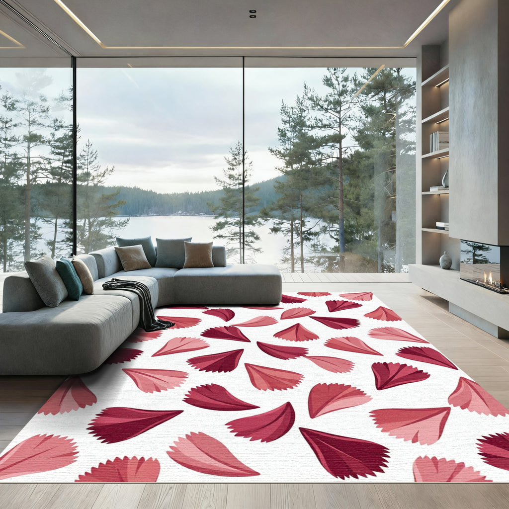 Crimson Pink Petal Scatter Rug