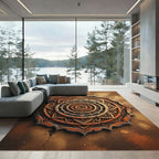 Earthy Bronze Mandala Medallion Circular Rug