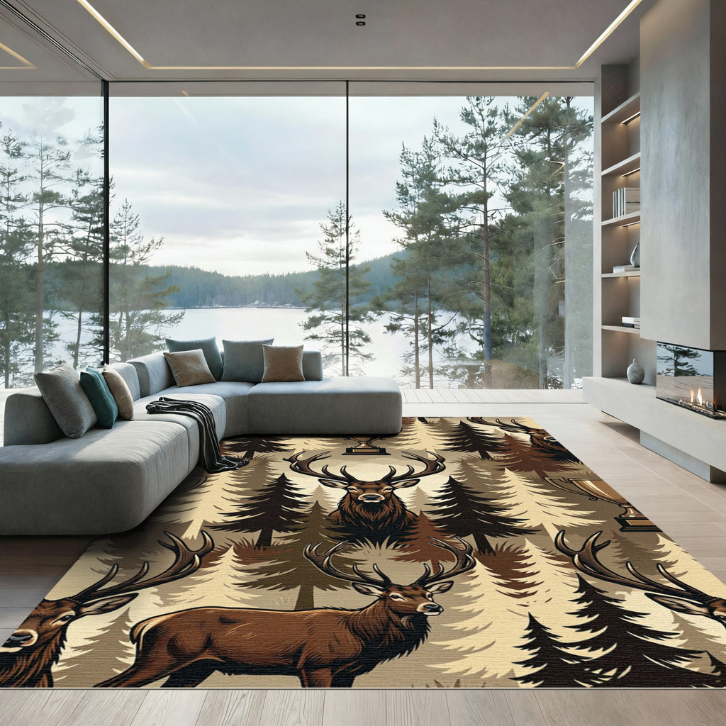Majestic Antlered Deer Trophy Forest Rug