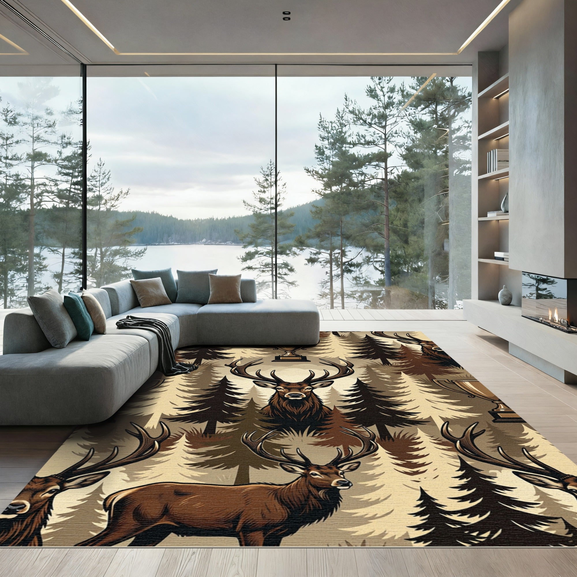 Majestic Antlered Deer Trophy Forest Rug