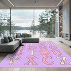Pastel Floral Alphabet Letters Rug