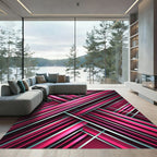 Modern Magenta Diagonal Striated Abstract Rug