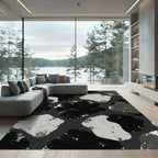 Monochromatic Textured Abstract Blobs Rug