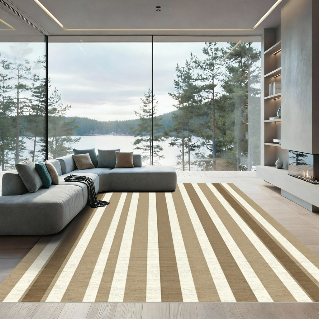 Classic Neutral Stripe Composition Rug