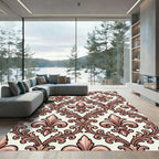 Rose Gold Fleur De Lis Damask Rug
