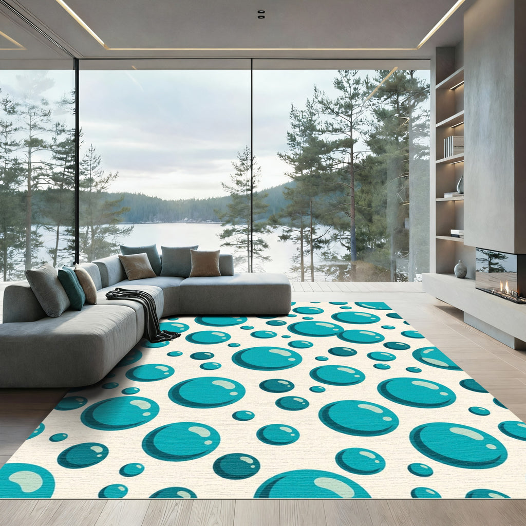 Teal Bubble Splash Scatter Rug