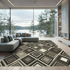 Modern Geometric Diamond Overlay Neutral Rug