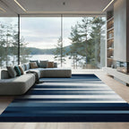 Minimalist Linear Gradient Blue Striped Rug