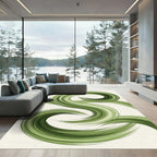Abstract Sage Green Swirl Wave Rug