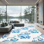 Light Blue Abstract Creature Tossed Rug