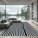 Geometric Black White Stair Illusion Rug